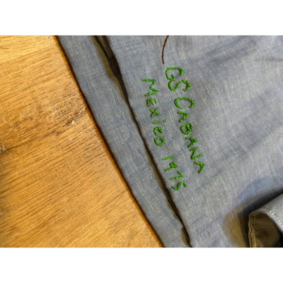 Vintage JC Penney Big Mac Cotton Chambray Sewn Button Up Shirt Art Deco Cottagec - Picture 9 of 11